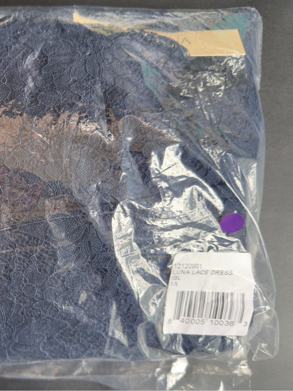 Kiyonna Luna Women’s Navy Lace A-Line Dress with Scalloped Hem 1X - Picture 4 of 5